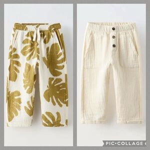 NWOT ZARA Leaf Print and Button Detail Pants Set